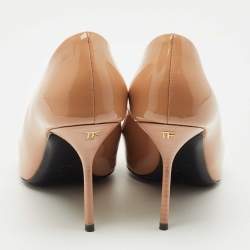 Pre Owned Tom Ford Beige Patent Leather Classic Pointed Toe Pumps Size 40