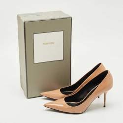 Pre Owned Tom Ford Beige Patent Leather Classic Pointed Toe Pumps Size 40