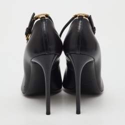 Pre Owned Tom Ford Black Leather Pointed Toe Ankle Strap Pumps Size 38
