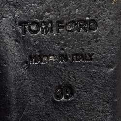 Pre Owned Tom Ford Beige Leather Pointed Toe Ankle Strap Ballet Flats Size 38