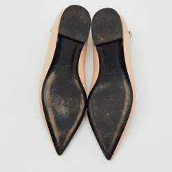 Pre Owned Tom Ford Beige Leather Pointed Toe Ankle Strap Ballet Flats Size 38