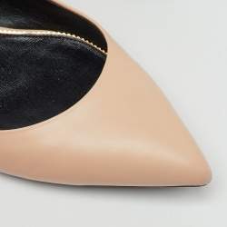 Pre Owned Tom Ford Beige Leather Pointed Toe Ankle Strap Ballet Flats Size 38