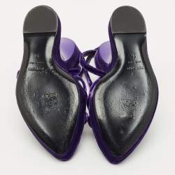 Pre Owned Tom Ford Purple Velvet Wavy Wedge Sandals Size 36