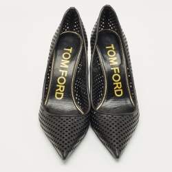 Pre Owned Tom Ford Black Leather Pointed Toe Pumps Size 37.5