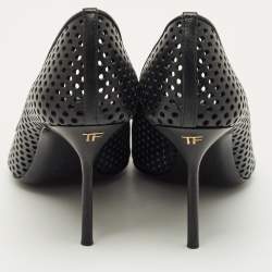 Pre Owned Tom Ford Black Leather Pointed Toe Pumps Size 37.5
