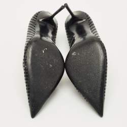 Pre Owned Tom Ford Black Leather Pointed Toe Pumps Size 37.5