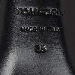 Pre Owned Tom Ford Black Pleated Fabric and Leather Ankle Tie Pumps Size 36