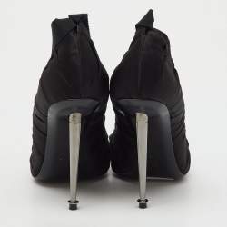 Pre Owned Tom Ford Black Pleated Fabric and Leather Ankle Tie Pumps Size 36