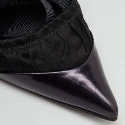 Pre Owned Tom Ford Black Pleated Fabric and Leather Ankle Tie Pumps Size 36