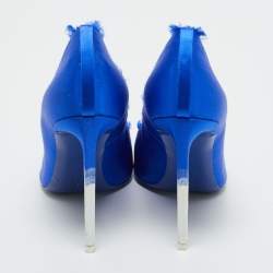 Pre Owned Tom Ford Blue/White Satin Pointed Toe Pumps Size 40