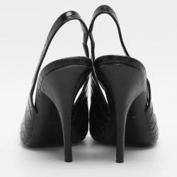 Pre Owned Tom Ford Black Croc Embossed Leather Slingback Pumps Size 37