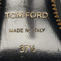 مملوكة مسبقًا Tom Ford White Leather Padlock Chain Ankle Strap Sandals Size 37.5