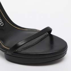 مملوكة مسبقًا Tom Ford Padlock Size 37 Black Leather Ankle Strap Sandals