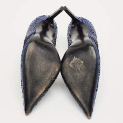 Pre Owned حذاء كعب عالي توم فورد جلد ثعبان فضي ميتالك مقدمة مدببة مقاس 38