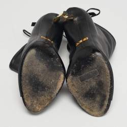 مملوكة مسبقًا حذاء كاحل ذو مقدمة مدببة جلد براءات أسود غوتشي مقاس 40