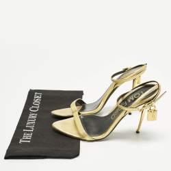 مملوكة مسبقًا Tom Ford Padlock Size 39 Gold Leather Ankle Strap Sandals