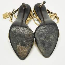 مملوكة مسبقًا Tom Ford Padlock Size 39 Gold Leather Ankle Strap Sandals