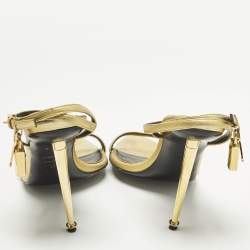 مملوكة مسبقًا Tom Ford Padlock Size 39 Gold Leather Ankle Strap Sandals