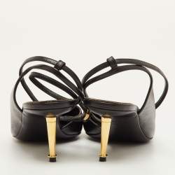 مملوكة مسبقًا حذاء كعب عالي توم فورد جلد أسود مقدمة مدببة بحزام للكاحل مقاس 40