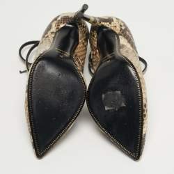 مملوكة مسبقًا حذاء كعب عالي توم فورد مقدمة مدببة رباط كاحل جلد أسود مقاس 38