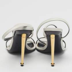 Pre Owned Tom Ford Padlock Size 36 White Leather Ankle Strap Sandals