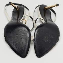 Pre Owned Tom Ford Padlock Size 36 White Leather Ankle Strap Sandals