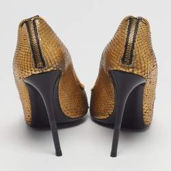 Pre Owned Tom Ford Size 41 Gold Metallic Python Leather Pumps