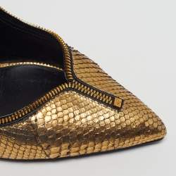 Pre Owned Tom Ford Size 41 Gold Metallic Python Leather Pumps