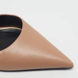 Pre Owned Tom Ford Padlock Size 39 Light Brown Leather Pointed Toe Ankle Wrap Pumps