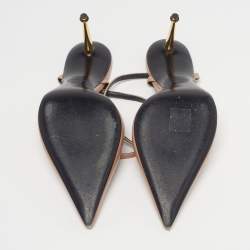 Pre Owned Tom Ford Padlock Size 39 Light Brown Leather Pointed Toe Ankle Wrap Pumps