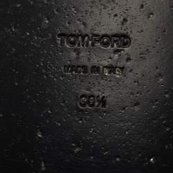 Pre Owned Tom Ford Logo Size 38.5 Black Suede Crystal Embellished Flat Slide Sandals