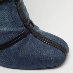 Pre Owned Tom Ford Size 39 Denim And Leather Trim Patchwork Knee Length Boots 