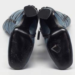 Pre Owned Tom Ford Size 39 Denim And Leather Trim Patchwork Knee Length Boots 