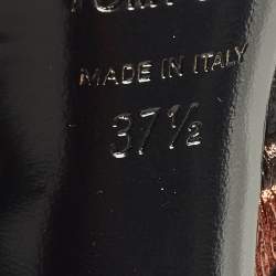 Pre Owned Tom Ford Size 37.5 Metallic/Brown Leather Panelled Patchwork Ankle Strap Sandals 