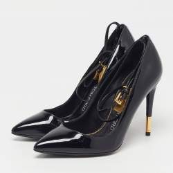 مملوكة مسبقًا Tom Ford Padlock Size 37 Black Patent Leather Pumps