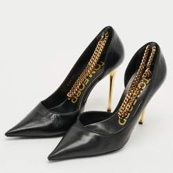 Pre Owned Tom Ford Size 38 Black Leather D'orsay Pumps