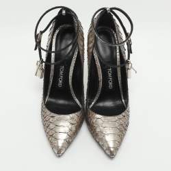 مملوكة مسبقًا Tom Ford Padlock Size 41 Metallic Python Pumps