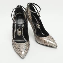 مملوكة مسبقًا Tom Ford Padlock Size 41 Metallic Python Pumps