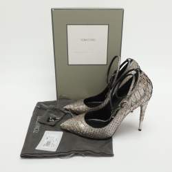 مملوكة مسبقًا Tom Ford Padlock Size 41 Metallic Python Pumps