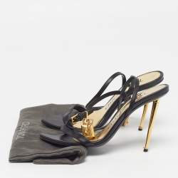 مملوكة مسبقًا Tom Ford Padlock Size 38 Black Leather Ankle Strap Sandals