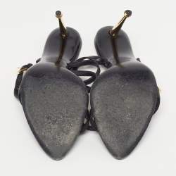 مملوكة مسبقًا Tom Ford Padlock Size 38 Black Leather Ankle Strap Sandals