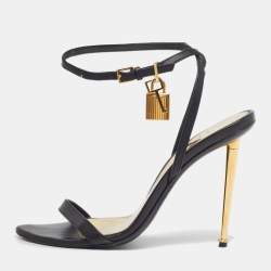 مملوكة مسبقًا Tom Ford Padlock Size 38 Black Leather Ankle Strap Sandals