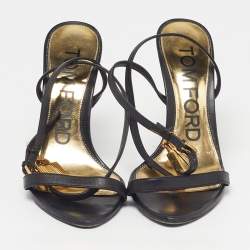 مملوكة مسبقًا Tom Ford Padlock Size 38 Black Leather Ankle Strap Sandals