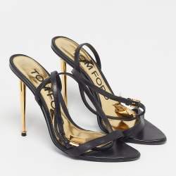 مملوكة مسبقًا Tom Ford Padlock Size 38 Black Leather Ankle Strap Sandals