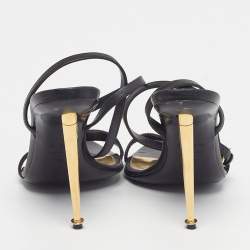 مملوكة مسبقًا Tom Ford Padlock Size 38 Black Leather Ankle Strap Sandals