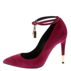 Tom Ford Purple Suede Ankle Lock Pointed Toe Pumps Size 36.5