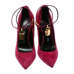 Tom Ford Purple Suede Ankle Lock Pointed Toe Pumps Size 36.5