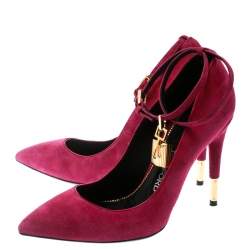 Tom Ford Purple Suede Ankle Lock Pointed Toe Pumps Size 36.5