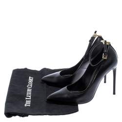 Tom Ford Black Leather Pointed Toe Ankle Strap Pumps Size 38