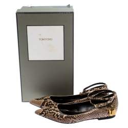 Tom Ford Multicolor Python Leather Ankle Wrap Lock Ballet Flats Size 38
